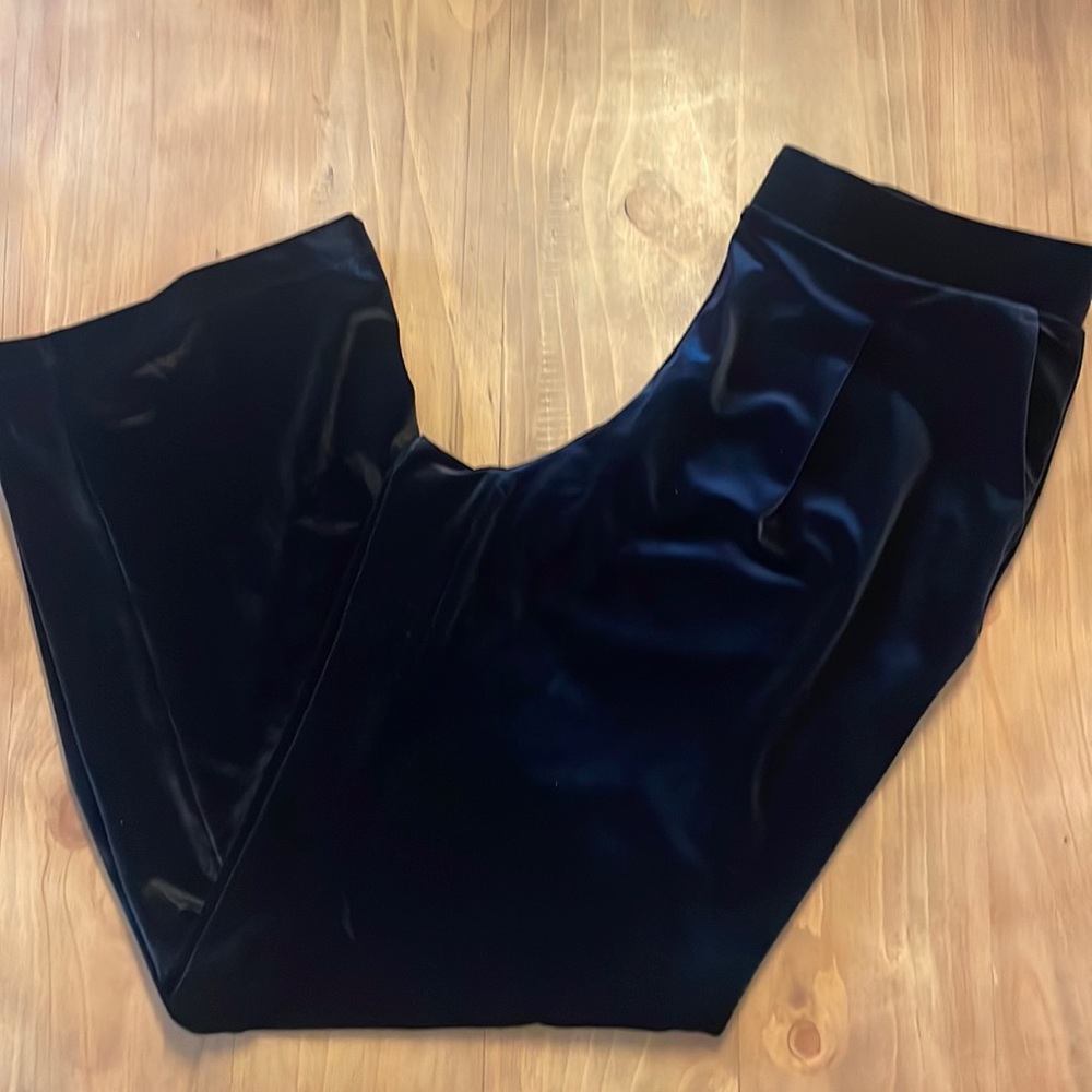 LOFT Black Wide Leg Velvet Pants